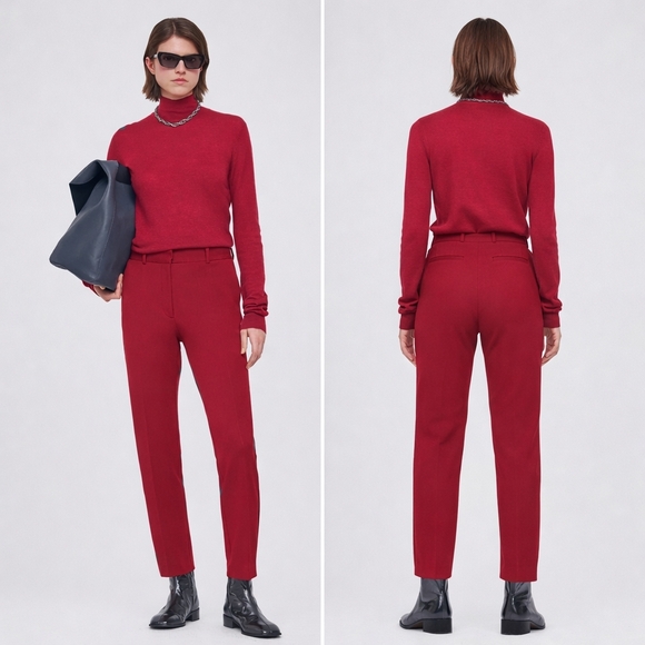 Joseph Coleman Gabardine Stretch Trousers Pants Ruby Red Size 40 (US 8)
